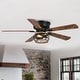 preview thumbnail 1 of 17, 48" Antique Wooden 5-Blade Black Flush Mount Ceiling Fan with Light
