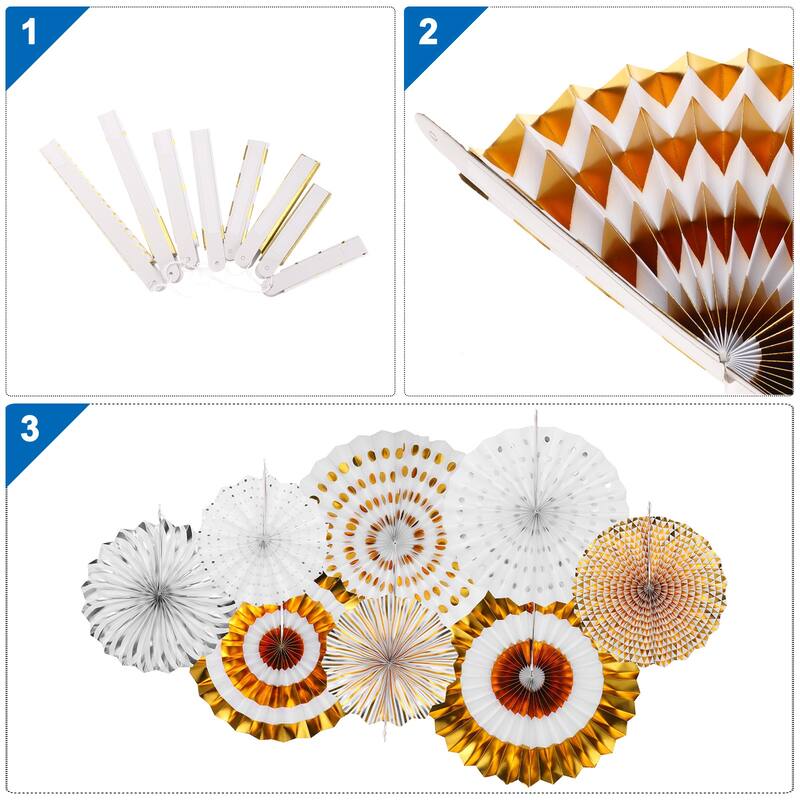 Hanging Paper Fans Set, Paper Decorations for Party Birthday 6pcs