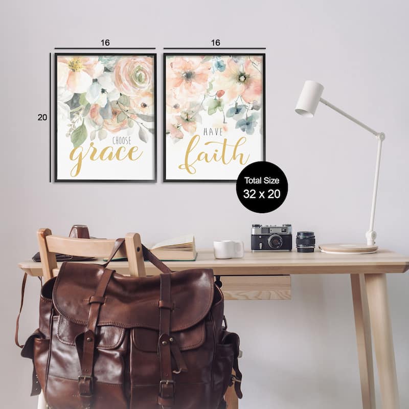 Stupell Spiritual Phrases on Florals Framed Giclee Art Design By Carol Robinson (Set of 2)