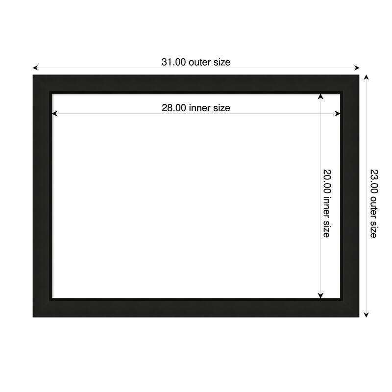 Amanti Art Midnight Black Narrow Framed Dry Erase Magnetic Board - 31 x 23 in