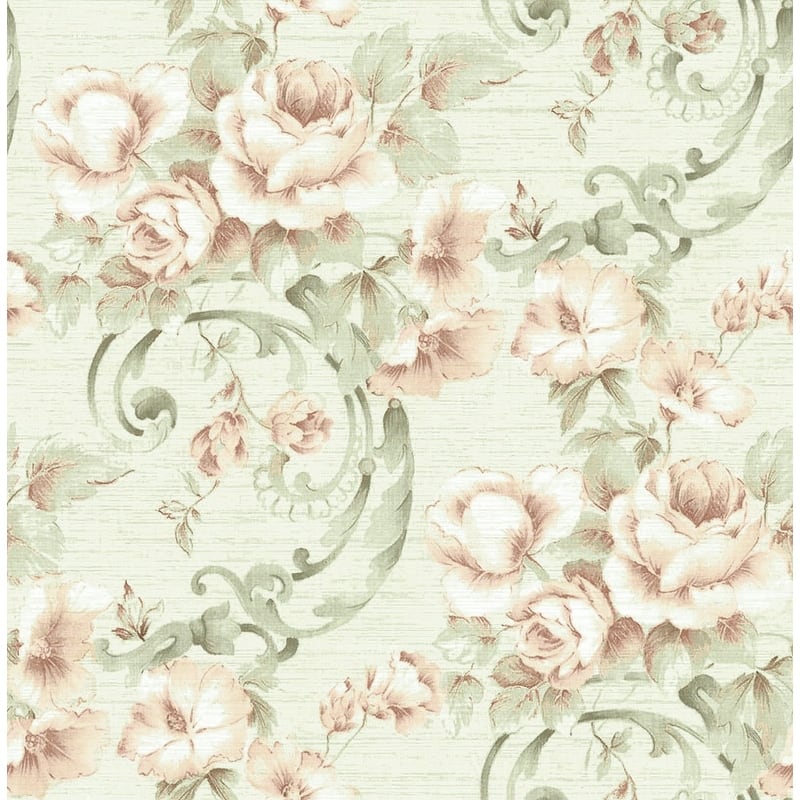 Seabrook Design Hera Floral Scroll Unpasted Wallpaper