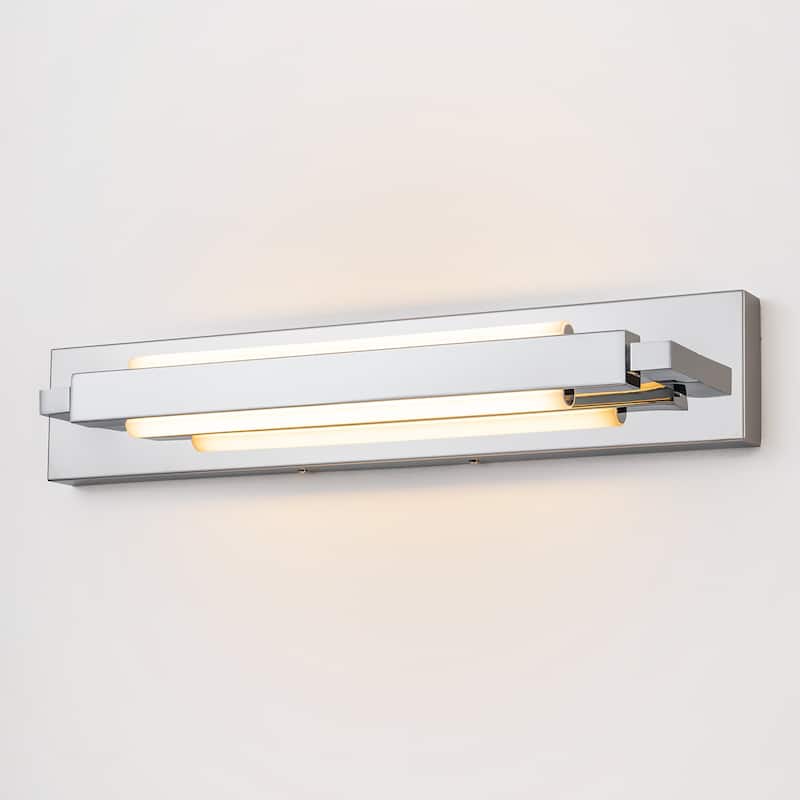 1-Light Modern Linear Chrome/Black Adjustable Integrated LED Bathroom Vanity Light - 4.3 in. W x 23.6 in. H x 4.5 in. D
