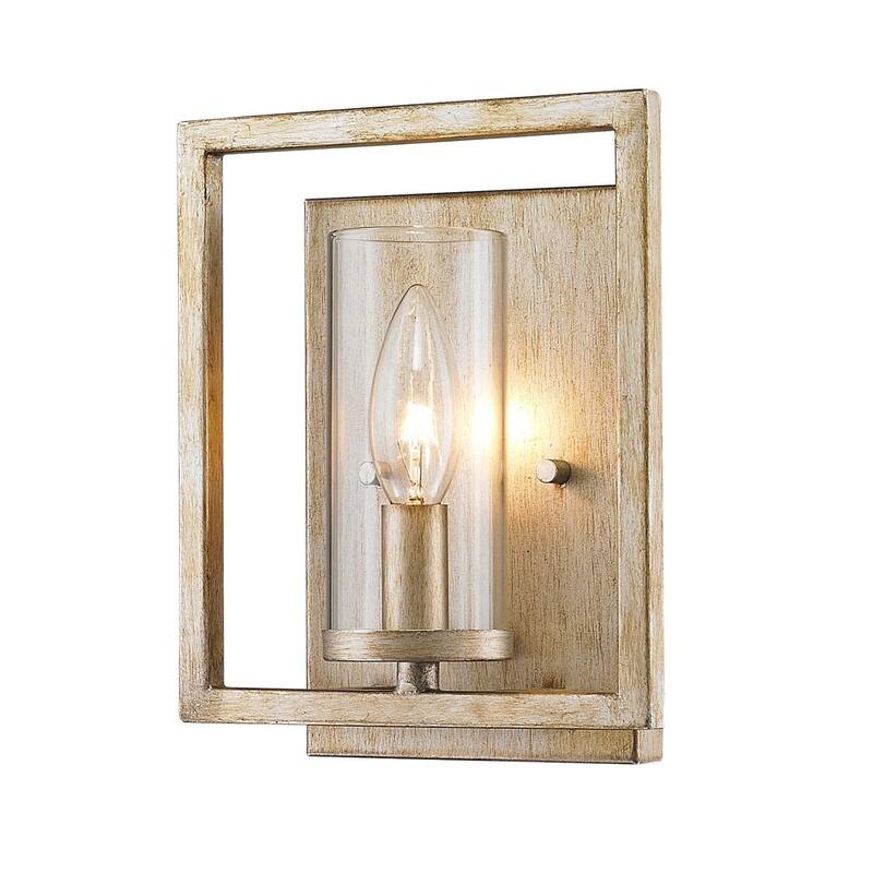 Golden Lighting Marco 1-light Wall Sconce in White Gold with Clear Glass - 3.5" L x 7" W x 8.5" H