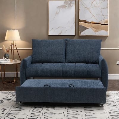 Loveseat Convertible Pull-out Sleeper Sofa Bed, Adjustable Backrest Futon Couch Sleeper Recliner Sofa Couch for Living Room
