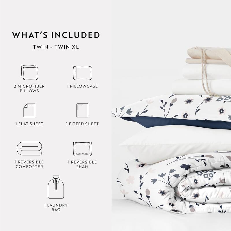 8pc Twin XL Pattern Dorm Bedding Bundle