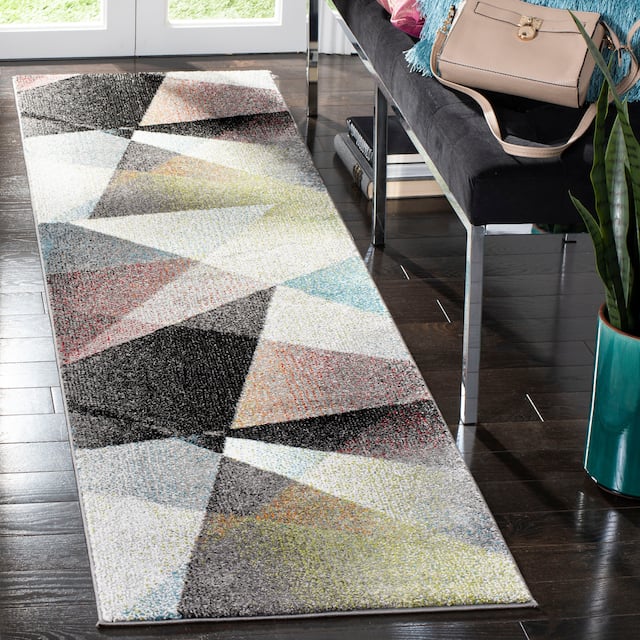 SAFAVIEH Porcello Nagore Mid-Century Modern Abstract Rug - 2'3" x 12' Runner - Grey/Multi
