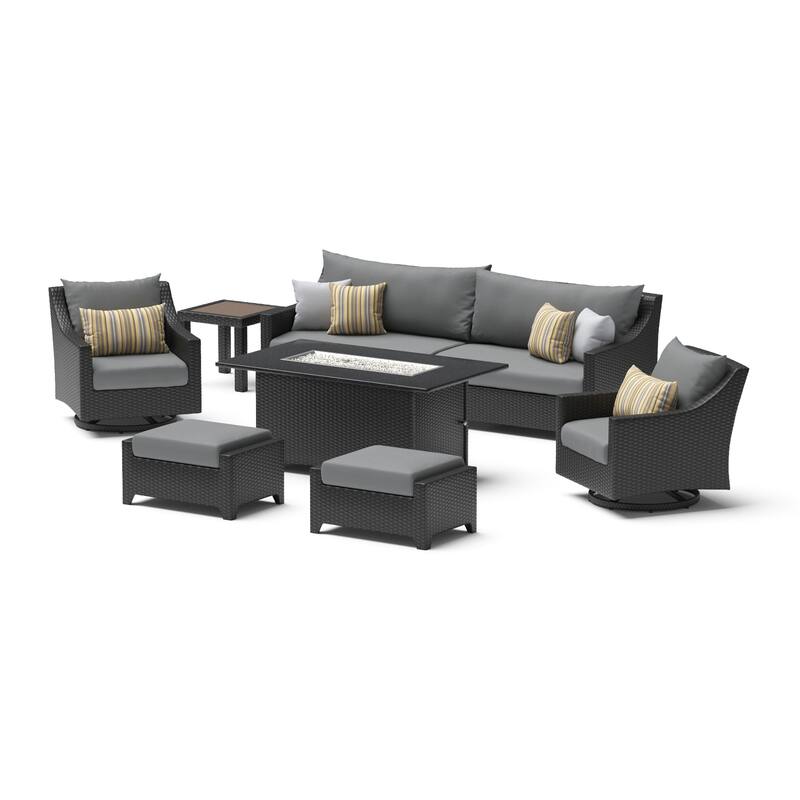 Deco 8 Piece Sunbrella Outdoor Patio Motion Fire Set with Table