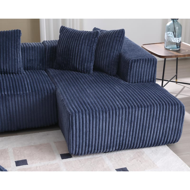 133.45" Modular Sectional Couch, U-Shaped Floor Sofa with Chaise Lounge, Modern Corduroy Upholstered Sofa for Living Room