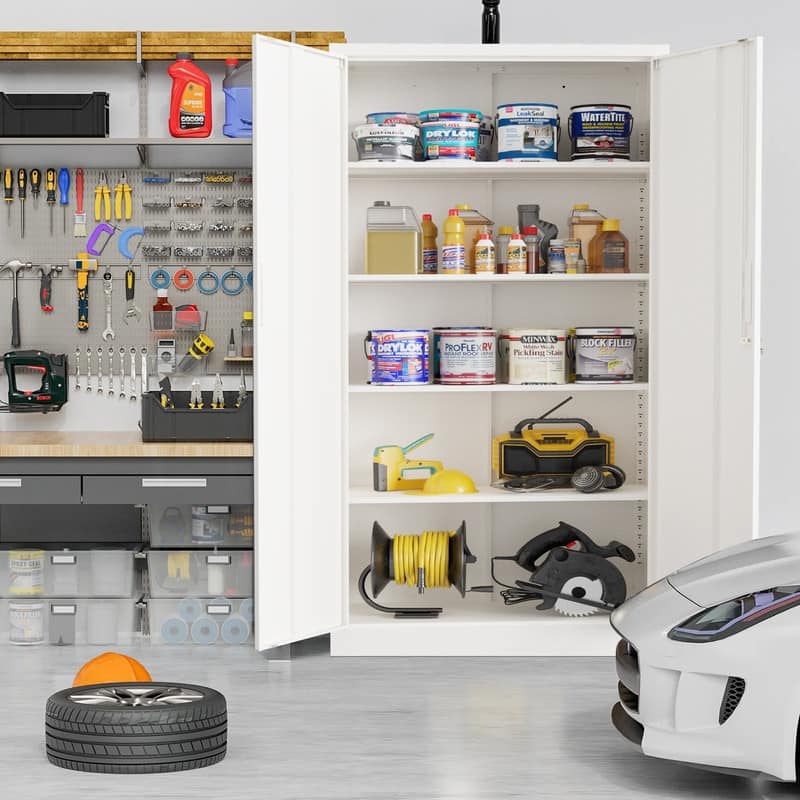 72"H Metal File Storage Cabinet with 2 Doors & 4 Adjustable Shelves