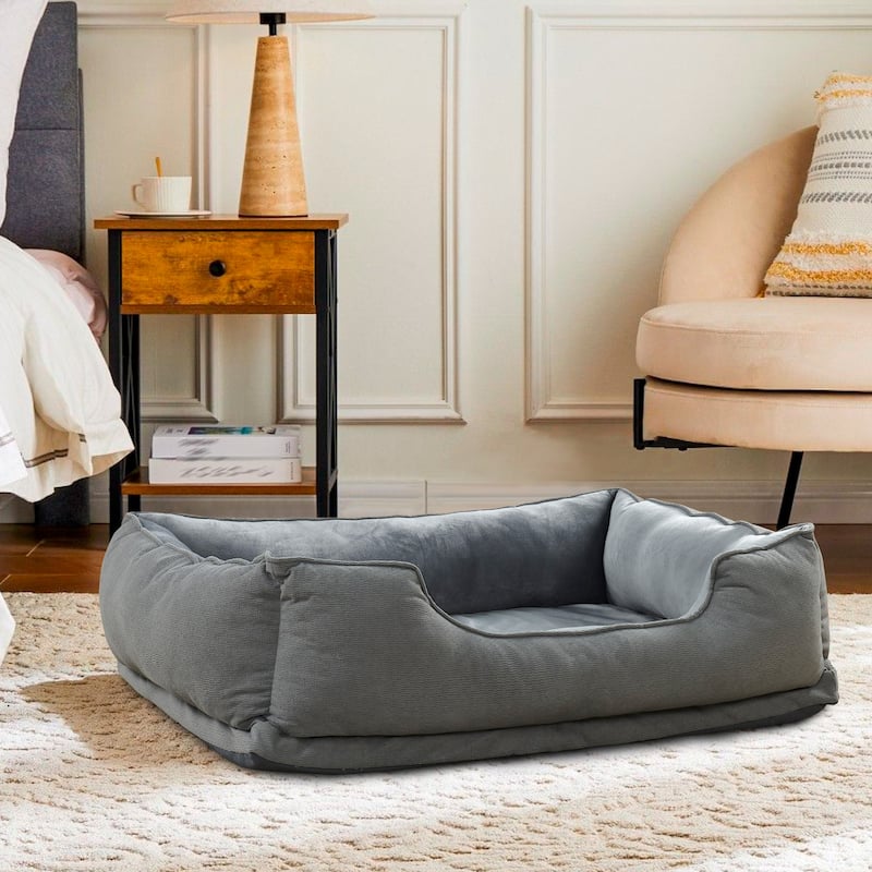 Textured Plush Rectangle Pet Bed
