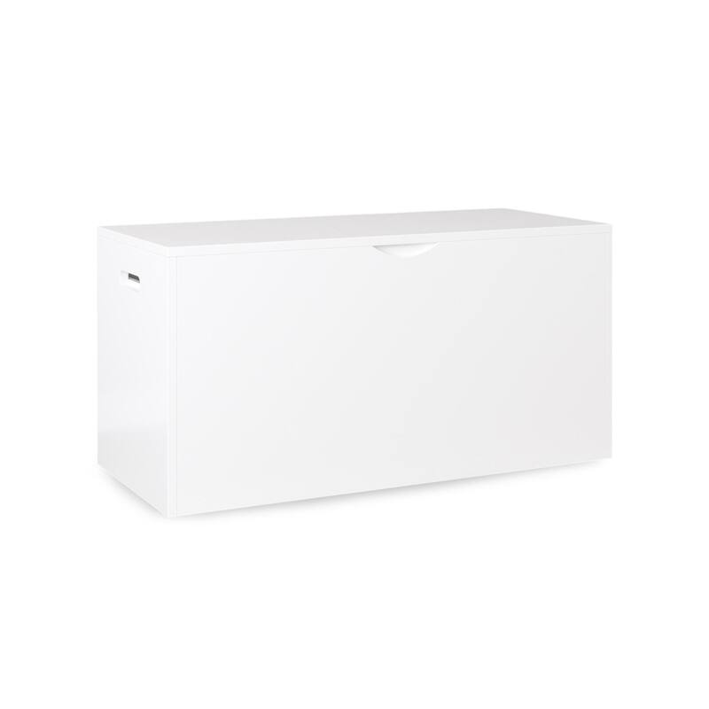 Anmytek White Large Storage Chest with Geometric Panels Toy Box Large Pull-Out Bin for Nursery