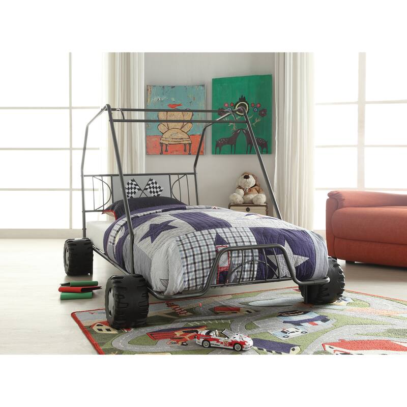 Joshua Tree Twin Metal Bed Go Kart Design - Gunmetal
