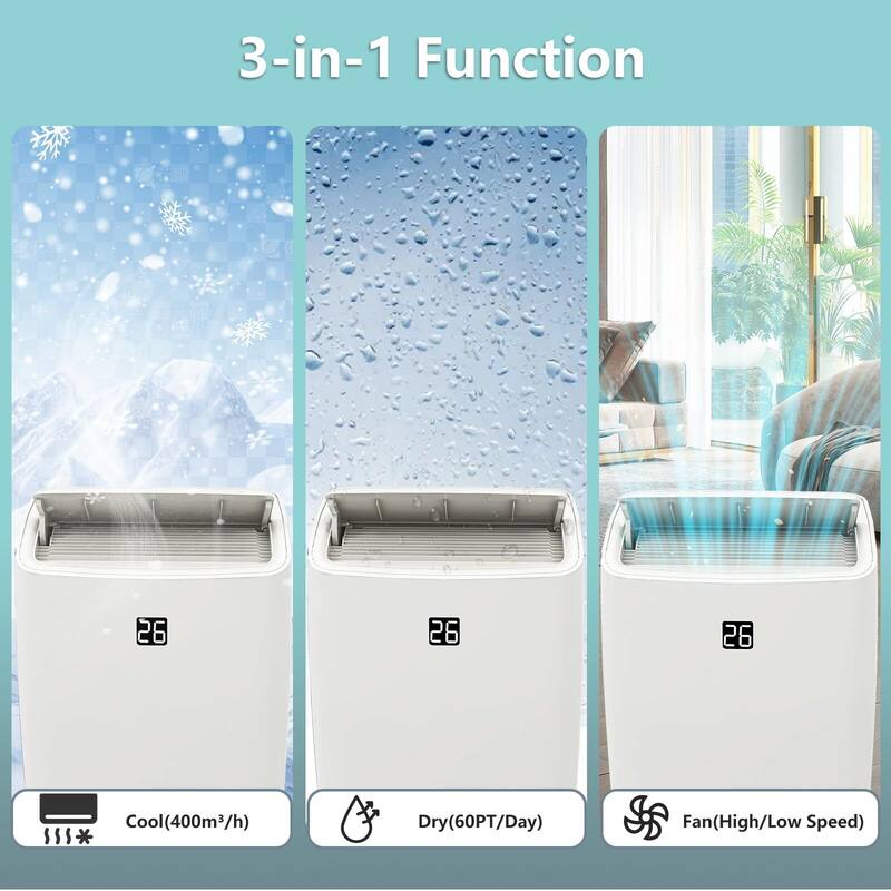 Portable Air Conditioner - 12000 BTU, Cools Up To 350 sq. ft, 4-in-1 with Window Kit