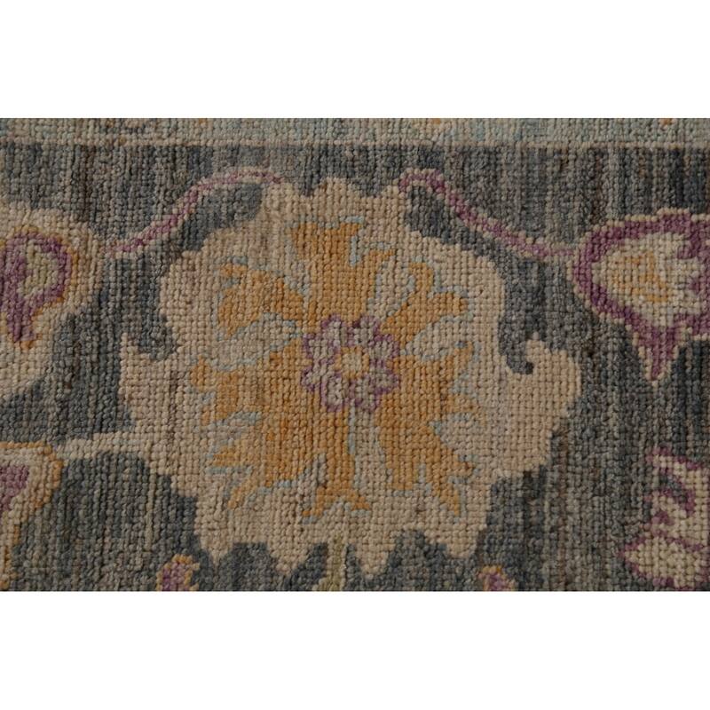 Vegetable Dye Oushak Turkish Large Rug Hand-Knotted Wool Carpet - 9'11"x 13'9"