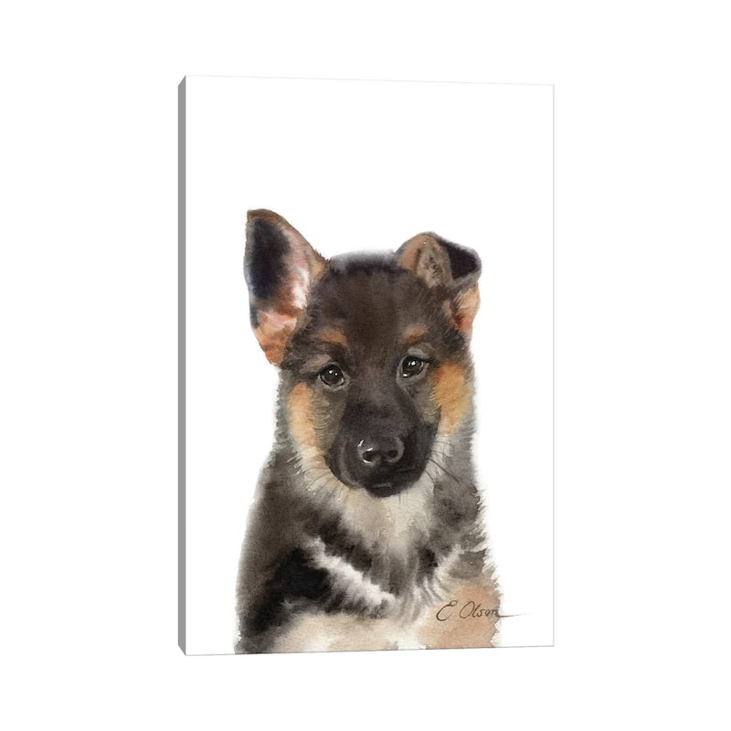 iCanvas "German Shepherd Puppy" by Watercolor Luv Canvas Print
