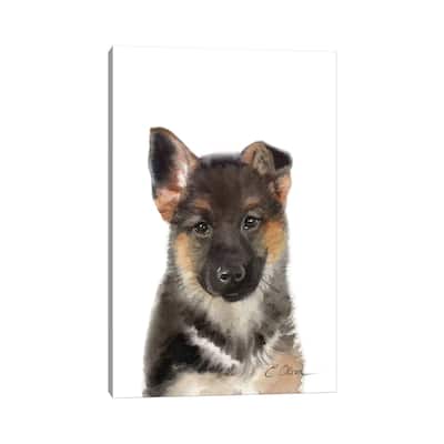 iCanvas "German Shepherd Puppy" by Watercolor Luv Canvas Print