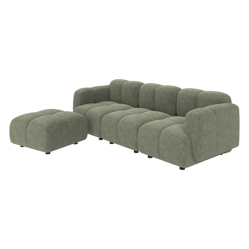 Christopher Knight Home - 3-Seater 90.94" L-Shaped Upholstered Sectional Sofa with Ottoman