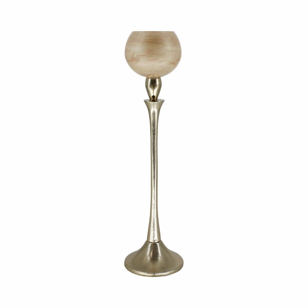 20" Glass Opal Goblet Votive Holder Contemporary Elegant Glass and Aluminum Decorative Candle Display for Home, Office