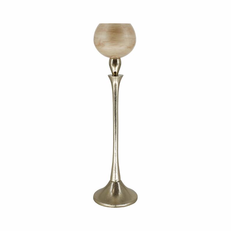 Glass Metal Goblet Votive Candle Holder - White, 20 in. - 20.0"