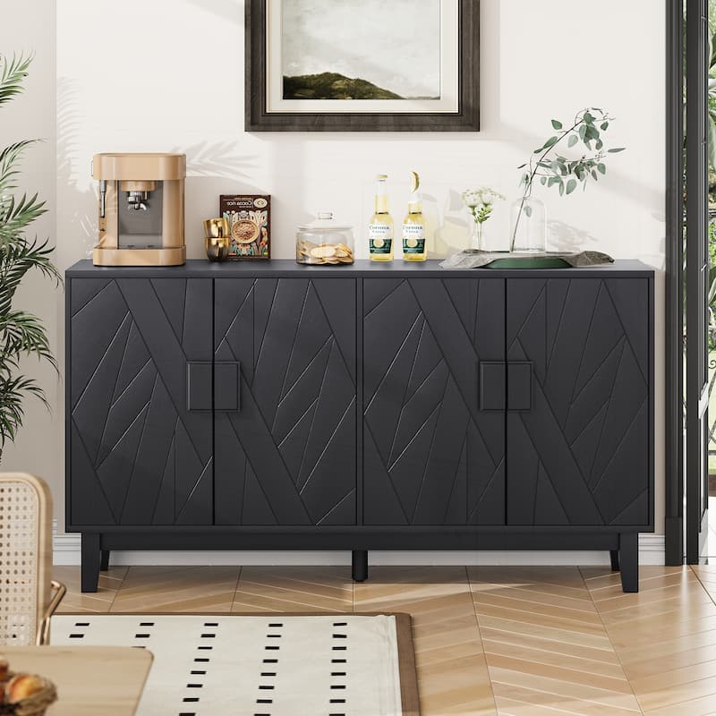 Versatile Modern Buffet Cabinet with Stylish Design - Black