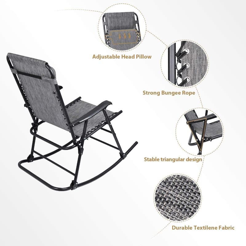 Homall Patio Rocking Chair Zero Gravity Chair Outdoor Folding Recliner Foldable Lounge Chair Outdoor Pool Chair