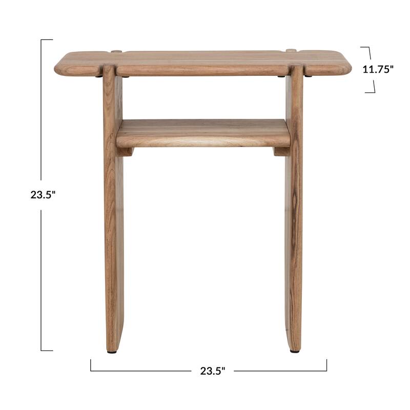 Mango Wood Accent Table with Shelf