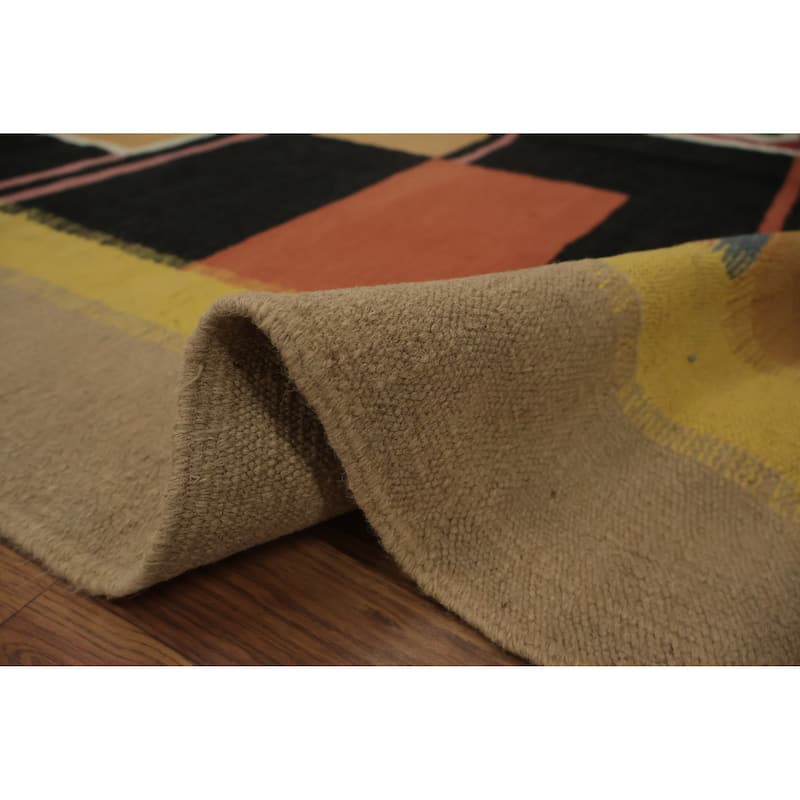 Hand Woven Oriental 100% Wool Carpet Southwestern Modern Multi-Colored Kilim Area Rug - 13' 4'' X 9' 3''