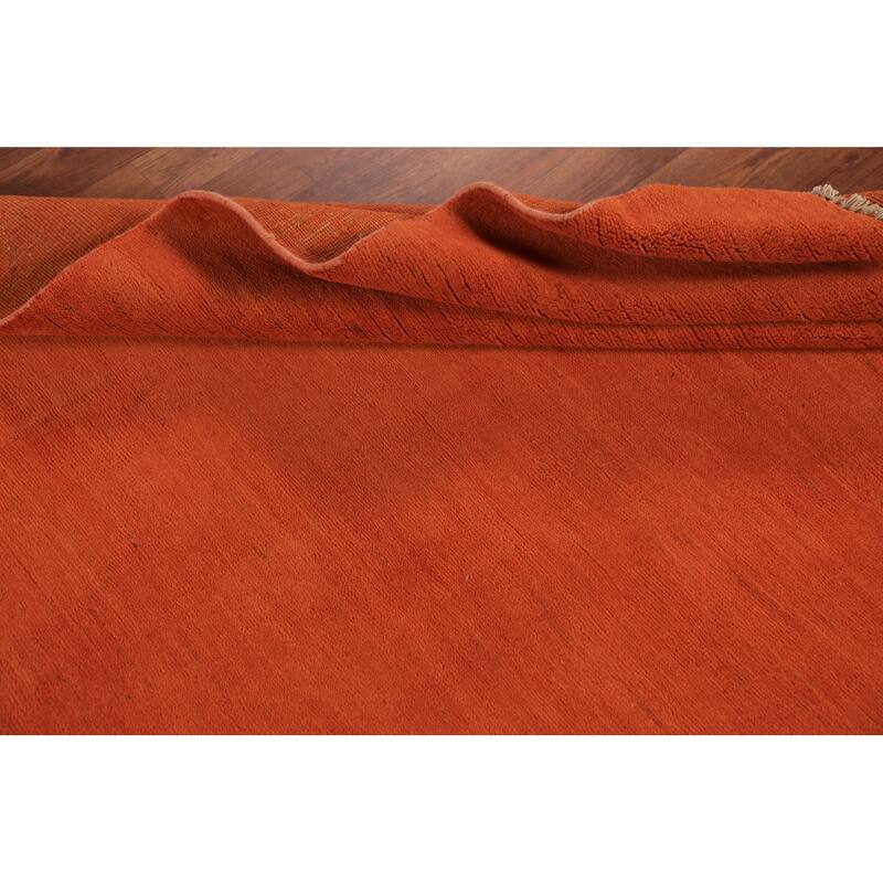 Orange Modern Gabbeh Area Rug Oriental Hand-Knotted Wool Carpet - 4'8" x 6'4"