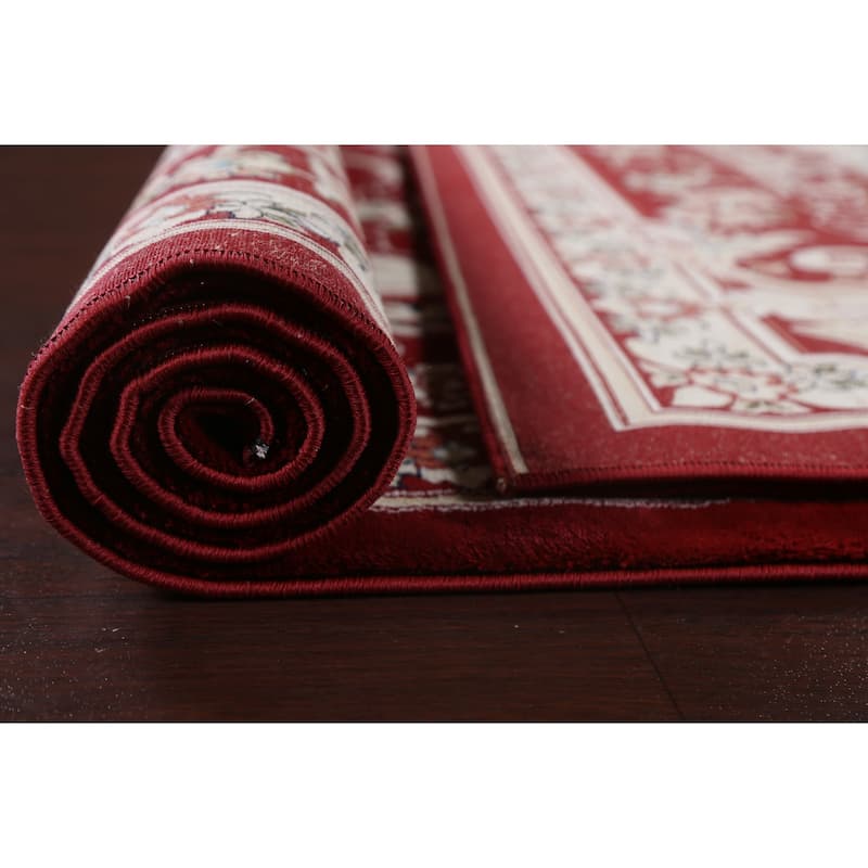 Red Floral Medallion Transitional Turkish Rug Oriental Carpet