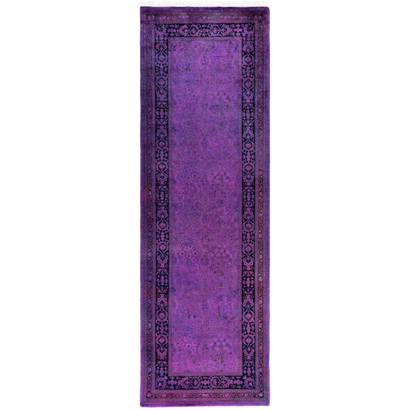 Overdyed One-of-a-Kind Hand-Knotted Area Rug - Purple - 2' 6" x 8' 0"