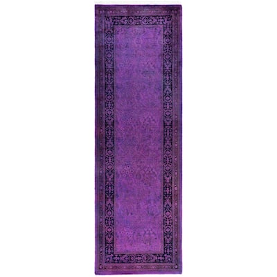 Overdyed One-of-a-Kind Hand-Knotted Area Rug - Purple - 2' 6" x 8' 0"
