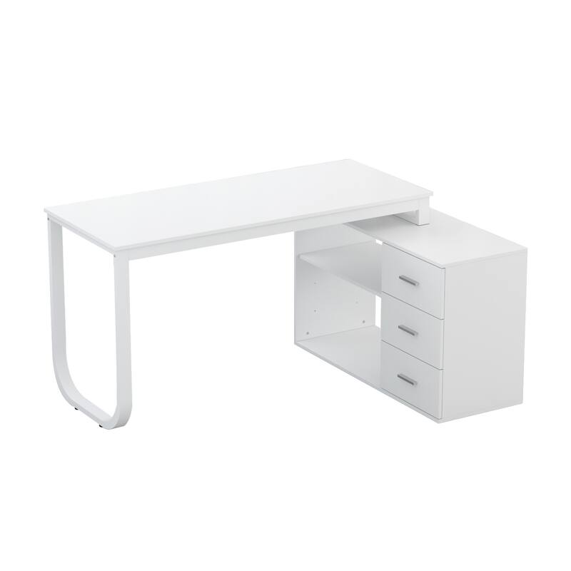 55" L-Shaped Computer Desk - Storage Workstation - 5 Colors Large