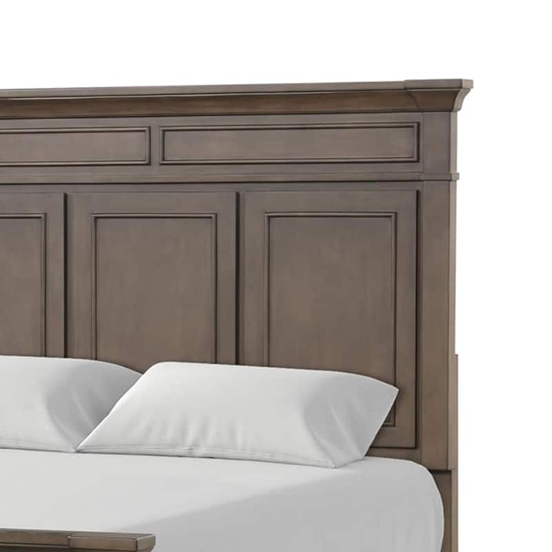 Huder Queen Bed, Panel Molded Headboard and Footboard, Walnut Brown