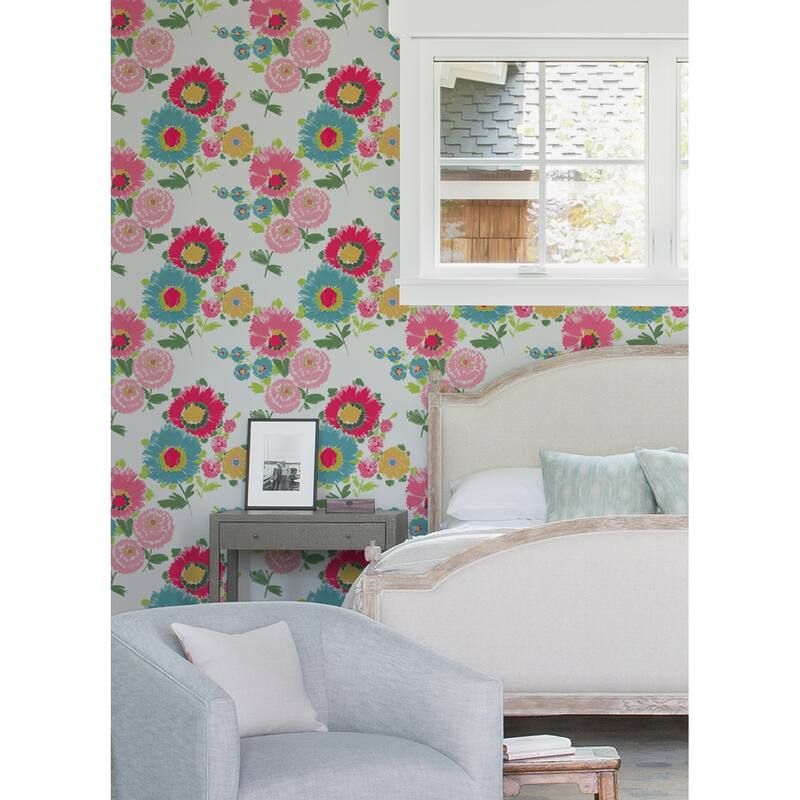 A-Street Prints Essie Pink Painterly Floral Wallpaper