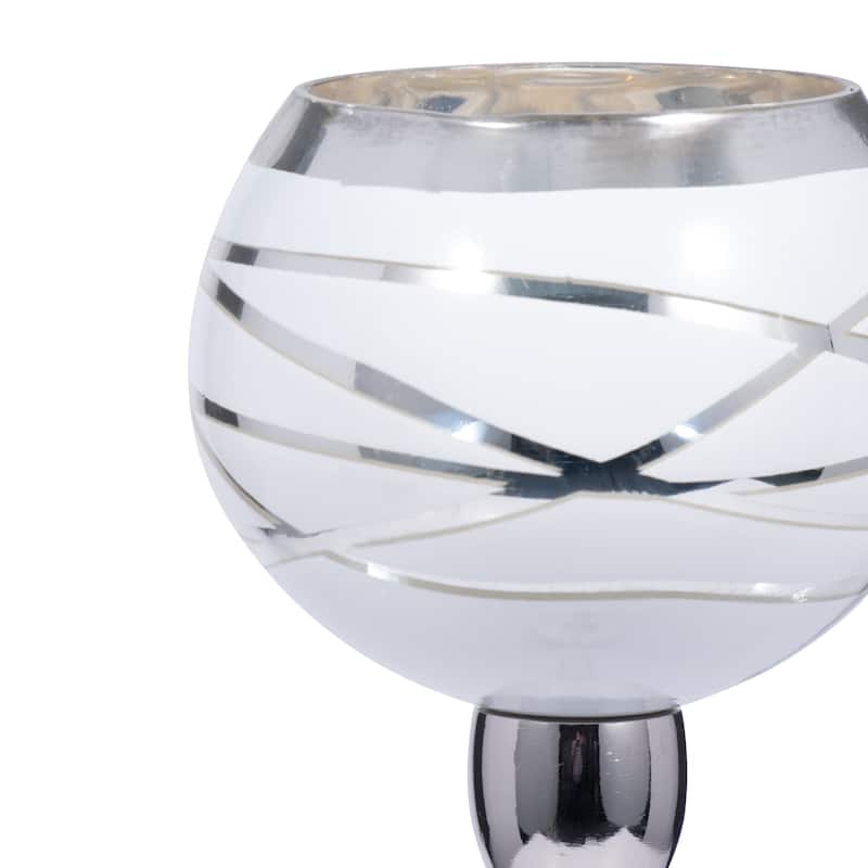 Sagebrook Home Modern Neutral White/silver Votive Classic and Sophistication Glass Candle Holder