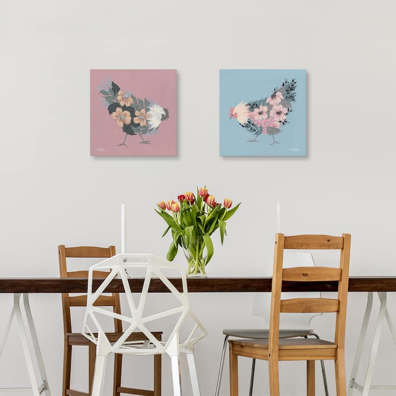 Blue Floral Hen, Rosie by Michele Norman Canvas Art Prints