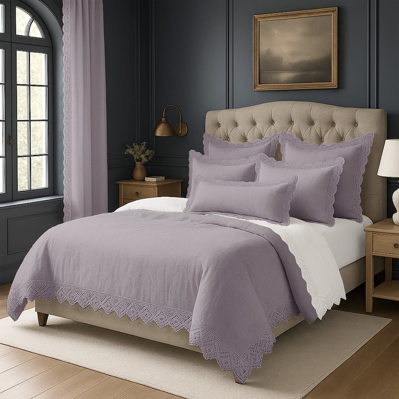 Elsie Lace Lilac 6 Piece Coverlet Set