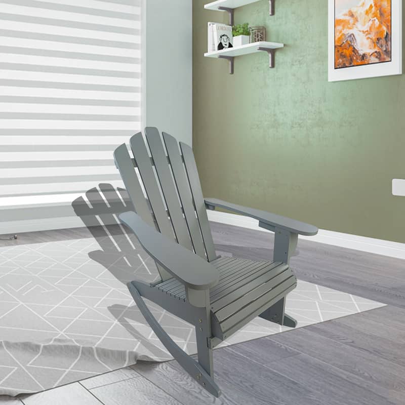 Reclining Wooden Outdoor Rocking Adirondack chair for Outdoor Patio,Garden Yard,porch,backyard - Grey