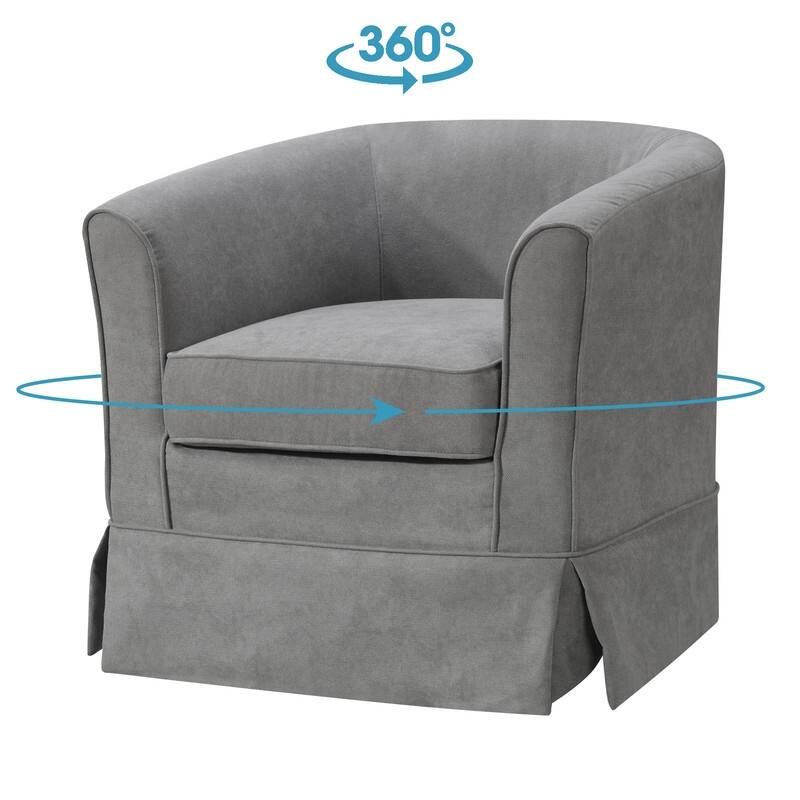 Tucker Woven Fabric Swivel Barrel Chair