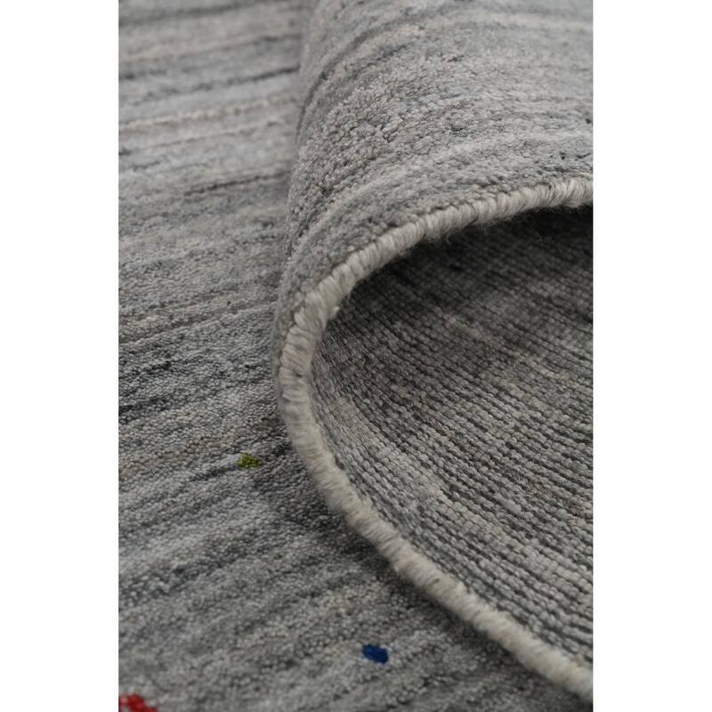 Hand Knotted Oriental Viscose Silk Carpet Tribal Animal Pictorial Greys & Charcoal Gabbeh Area Rug - 11' 10'' X 5' 1''