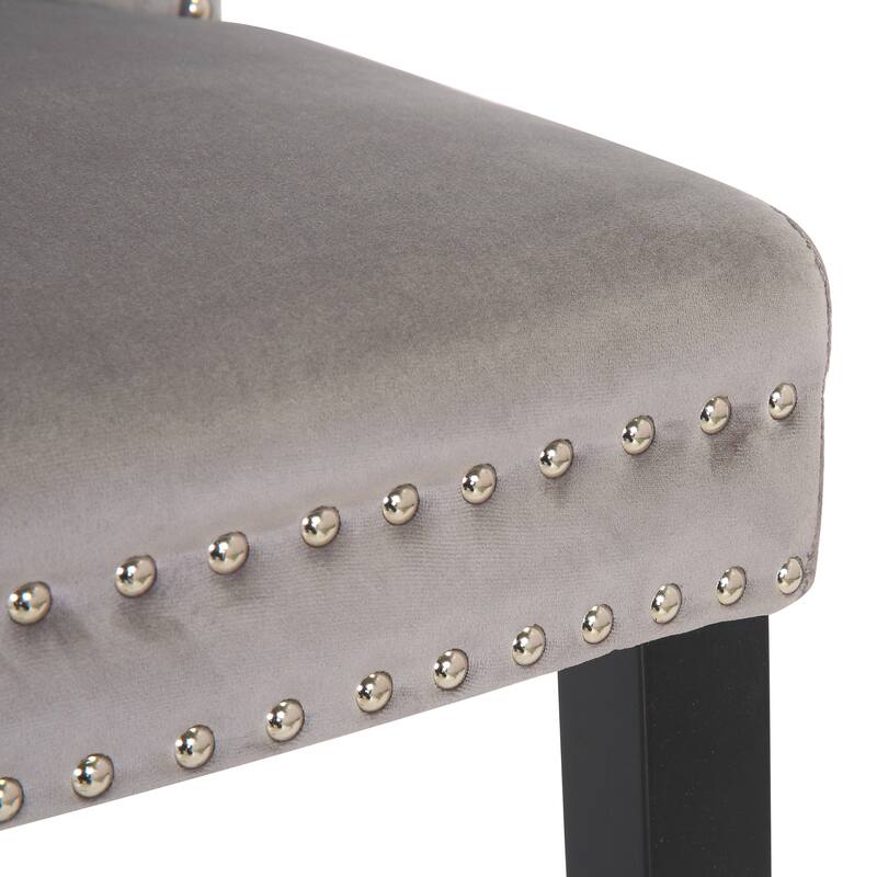 Grandview Tufted Wingback Dining Chair (Set of 4) with Nailhead and Ring Pulls