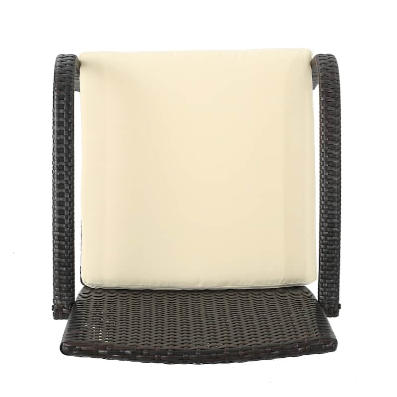 Ridley Outdoor 3-piece Wicker Bistro Set with Cushions by Christopher Knight Home - N/A