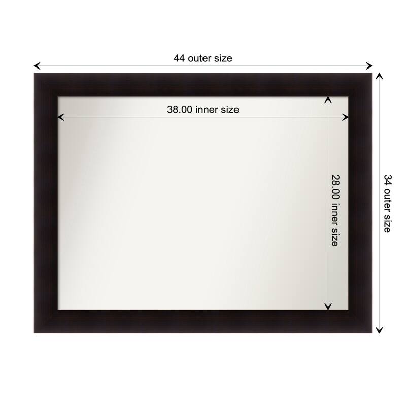 Portico Espresso Framed Non-Beveled Custom Wall Mirror, Bathroom Vanity Mirror - Outer Size: 43.75 x 33.75