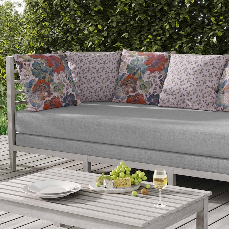 Painted Petalscape Indoor/Outdoor Reversible Throw Pillow Blue and Violet