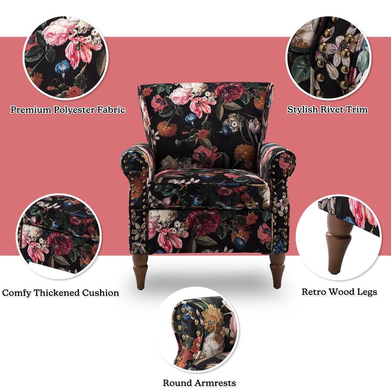 Nyctelius Nailhead Trim Traditional Accent Armchair with Rolled Arms by HULALA HOME