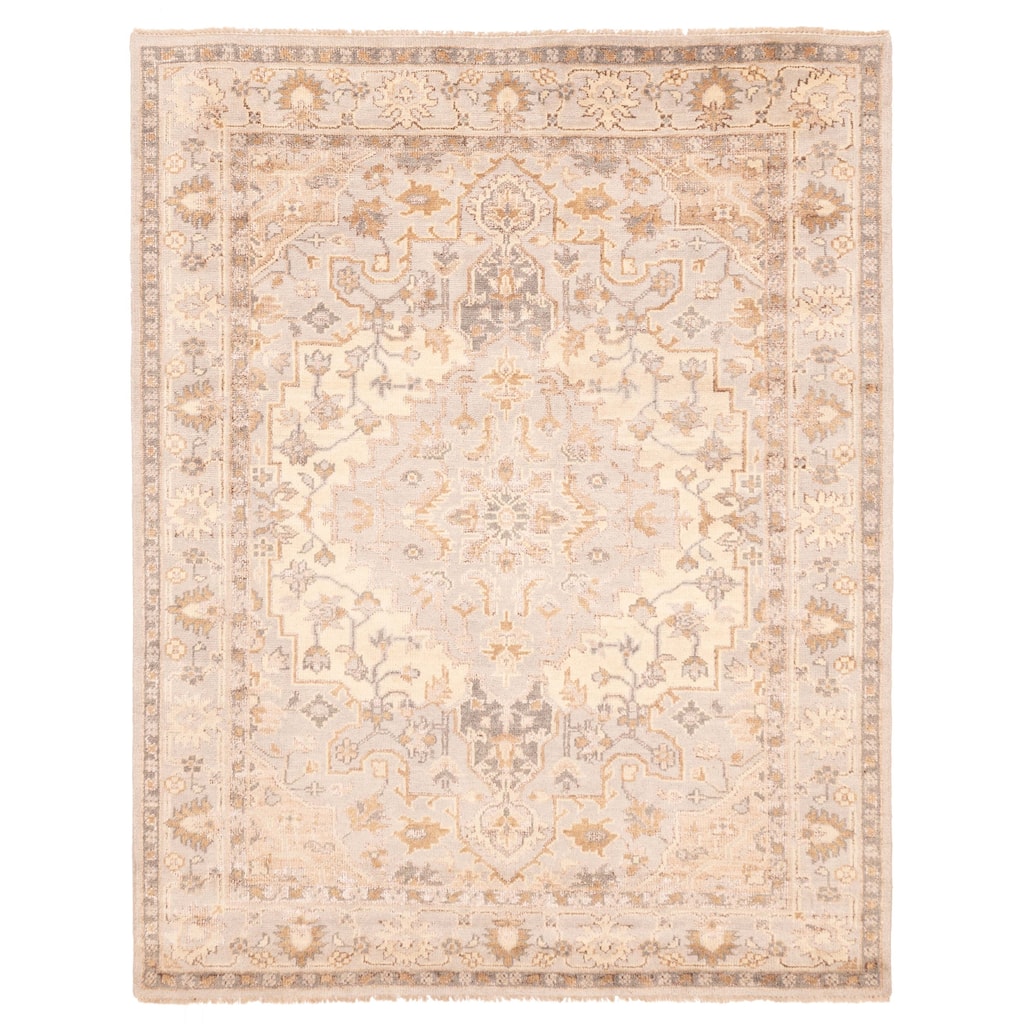 ECARPETGALLERY Hand-knotted Jules Serapi Light Grey Silk, Wool Rug - 7'10 x 9'10