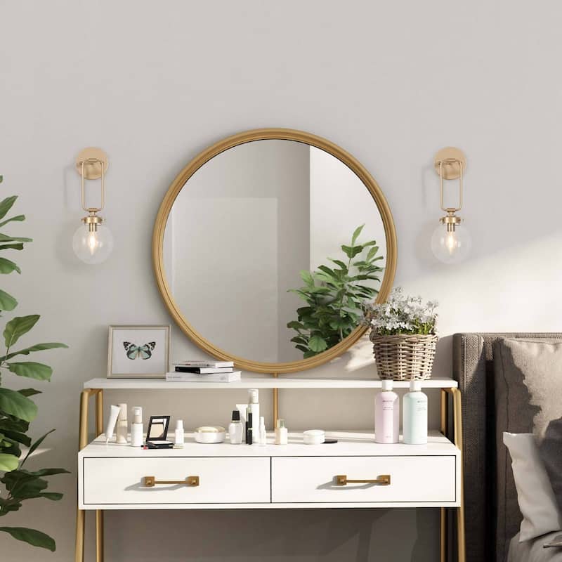 Holla Modern Contemporary Gold Glass Unique Wall Sconces Globe Vanity Lights for Foyer/ Stairway/ Bathroom - L5" x W7" x H14.5"