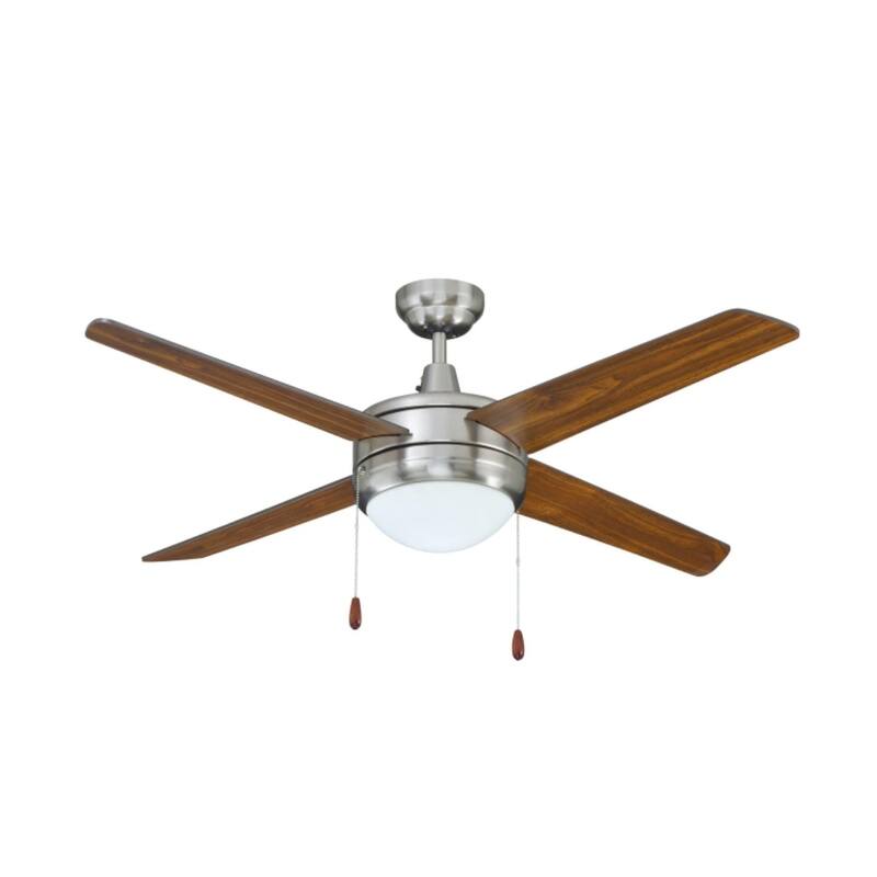 50" Europa 4-Blade Ceiling Fan Brushed Nickel Finish and Walnut Blade Finish with Integrated LED Light - Brushed Nickel