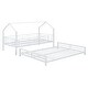 preview thumbnail 6 of 10, White Metal House Bunk Bed with Roof, Ladder and Fence for Kids, Boys and Girls