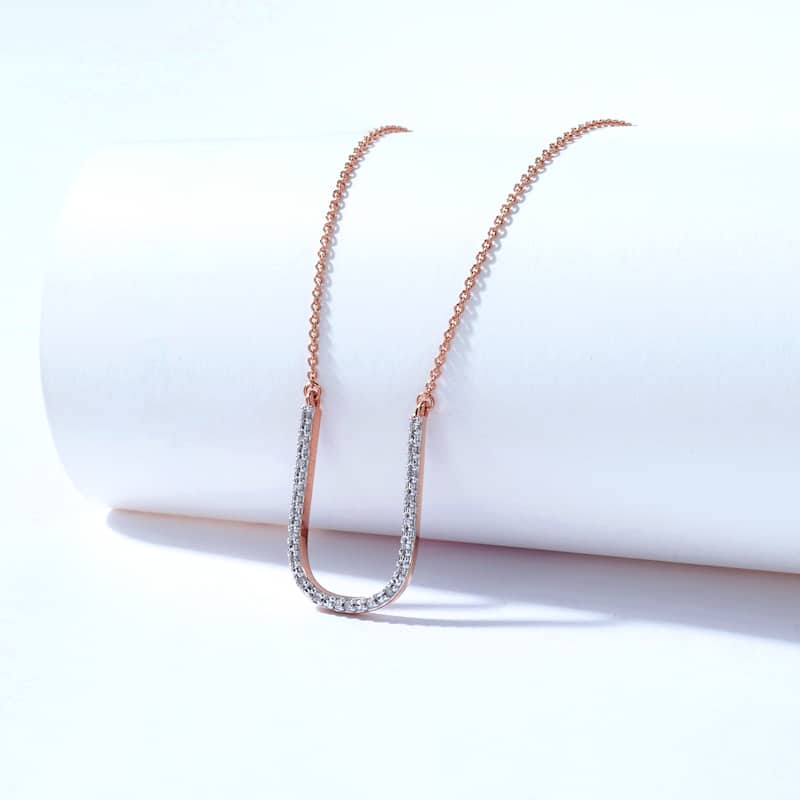 1/20ct TDW Diamond Classic Initial Pendant Necklace in Silver for Women